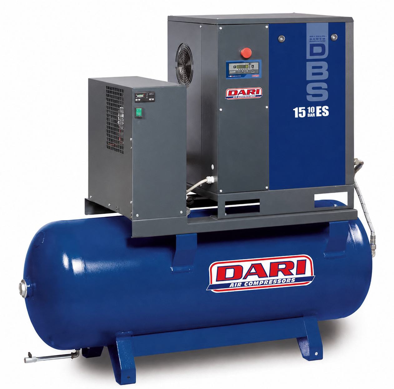DARI DBS 15 kW – 10 bar Kompresor + 500 L posoda + sušilnik (DBS 15-10-500 ES)